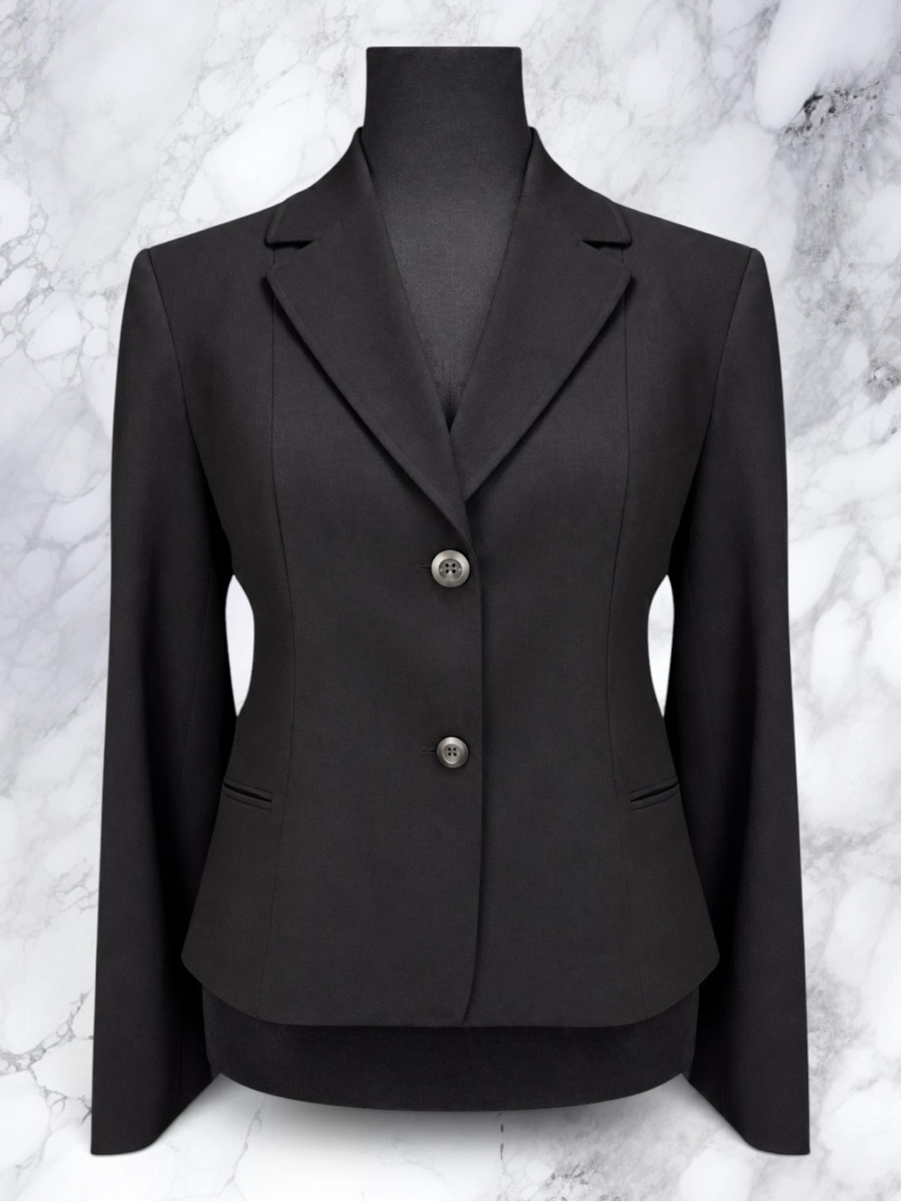 APT. 9 Blazer Jacket Black Two Button Front Stretch Classic Minimalist 8 NWT